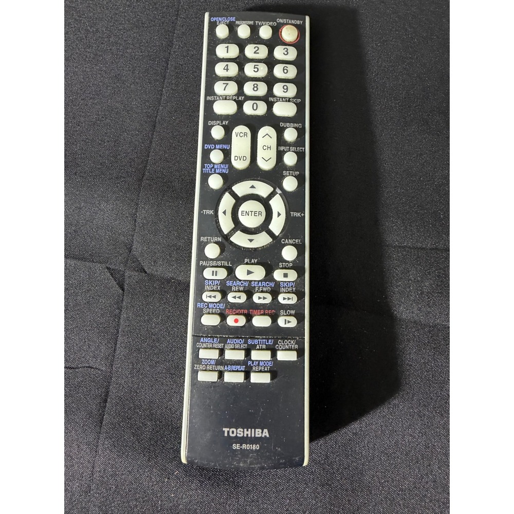 Toshiba Remote Control SE-R0180 Silver Excellent DVD VCR Combo OEM Replacement